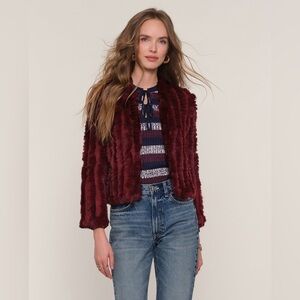 Heartloom Rosa Rabbit Fur Jacket Wine